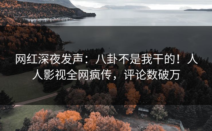网红深夜发声：八卦不是我干的！人人影视全网疯传，评论数破万