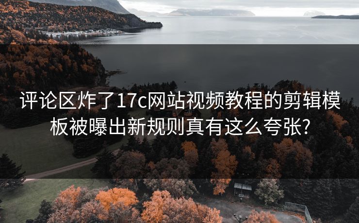 评论区炸了17c网站视频教程的剪辑模板被曝出新规则真有这么夸张?
